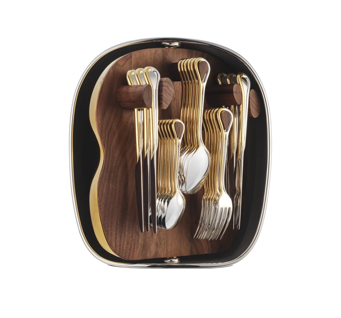 Christofle Carrousel Two-Tone Shell Silver-Plated 24-Piece Flatware Set