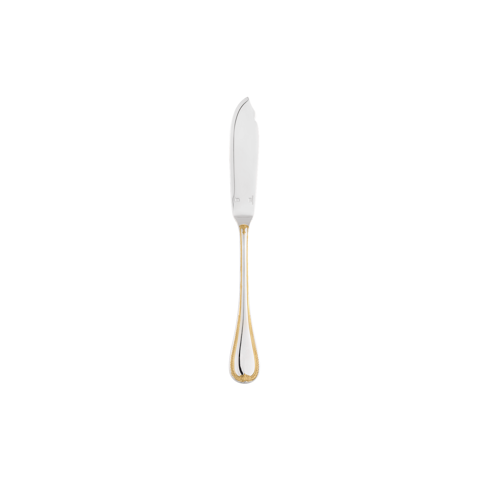 Christofle Malmaison Silver Plated Gold Accents Fish Knife