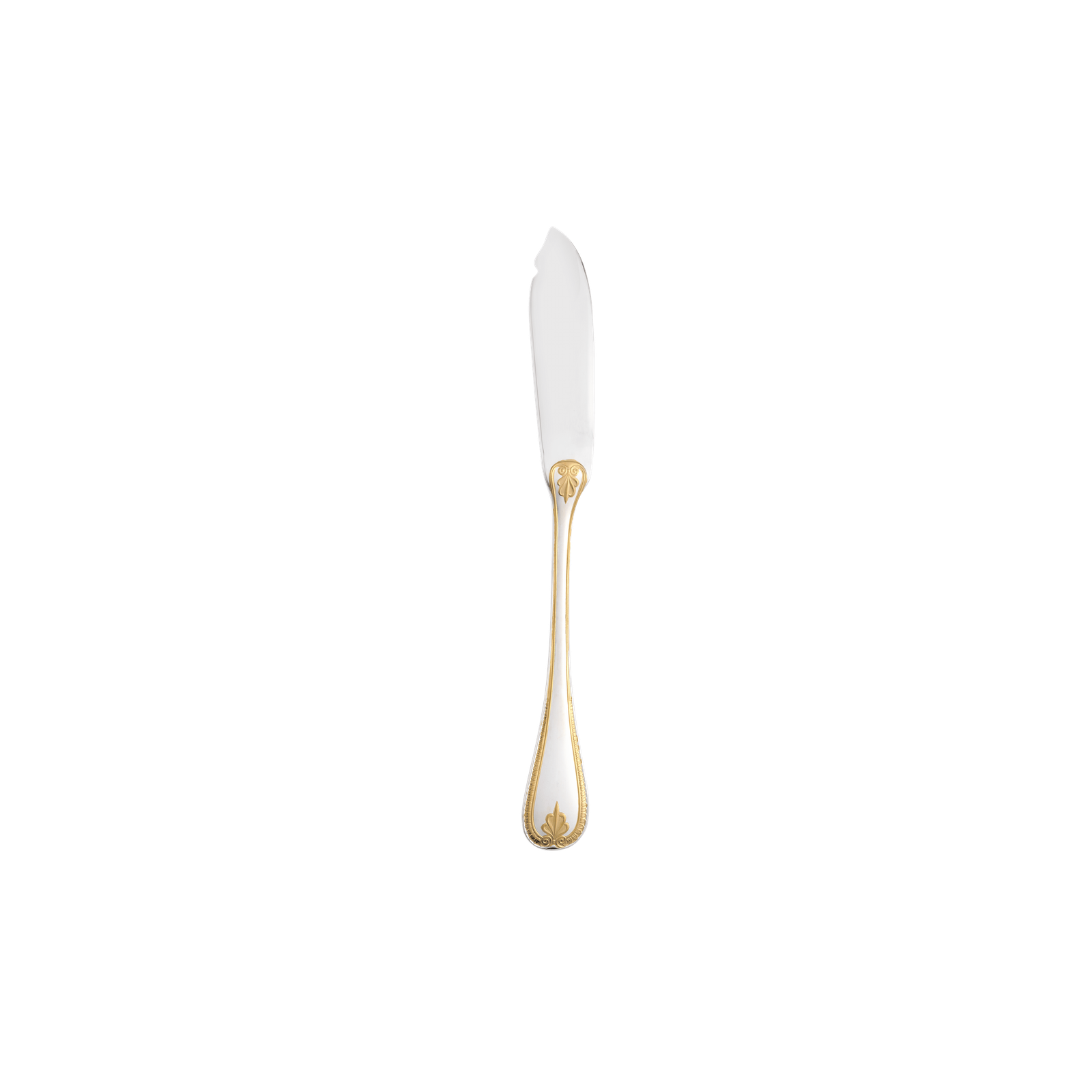 Christofle Malmaison Silver Plated Gold Accents Fish Knife
