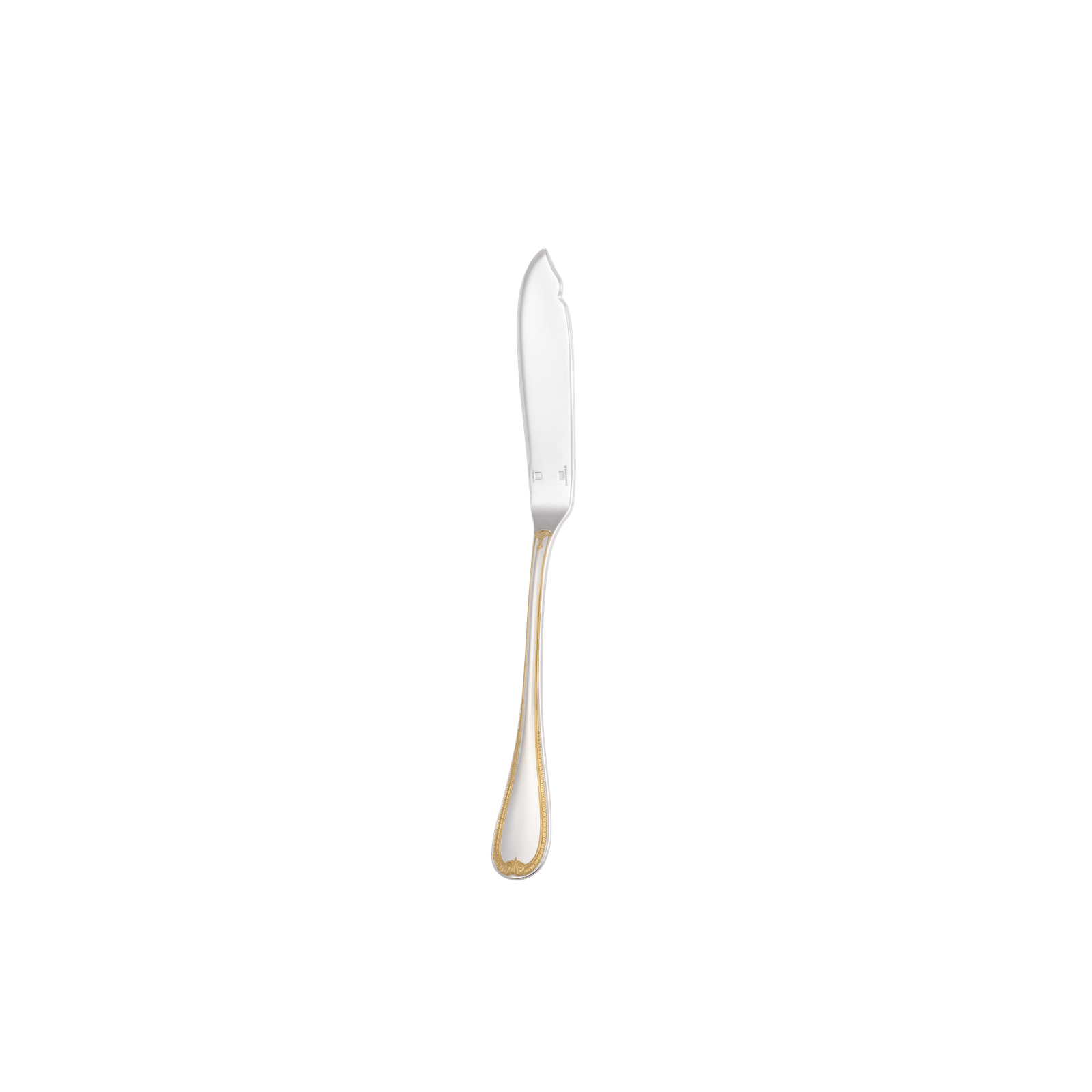 Christofle Malmaison Silver Plated Gold Accents Fish Knife