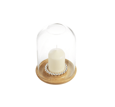 Christofle Perles Silver-Plated and Oak Hurricane