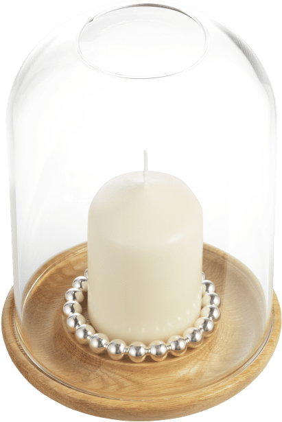 Christofle Perles Silver-Plated and Oak Hurricane