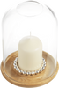 Christofle Perles Silver-Plated and Oak Hurricane