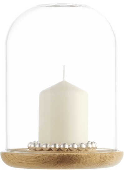 Christofle Perles Silver-Plated and Oak Hurricane