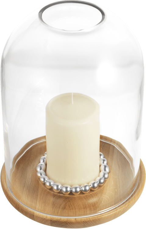 Christofle Perles Silver-Plated and Oak Hurricane