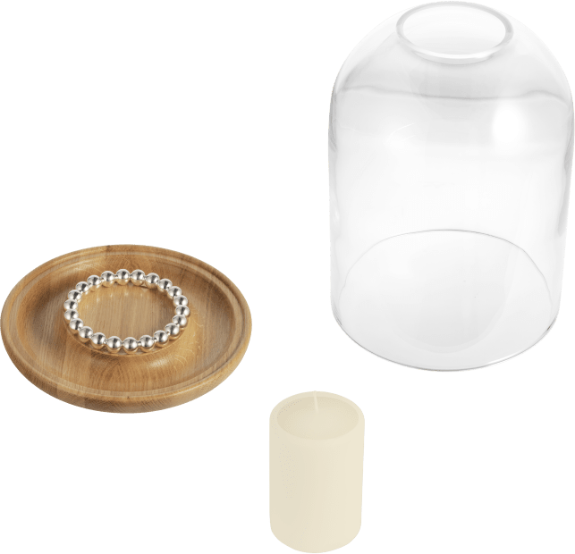 Christofle Perles Silver-Plated and Oak Hurricane