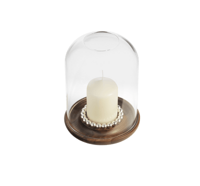 Christofle Perles Silver-Plated and Walnut Hurricane