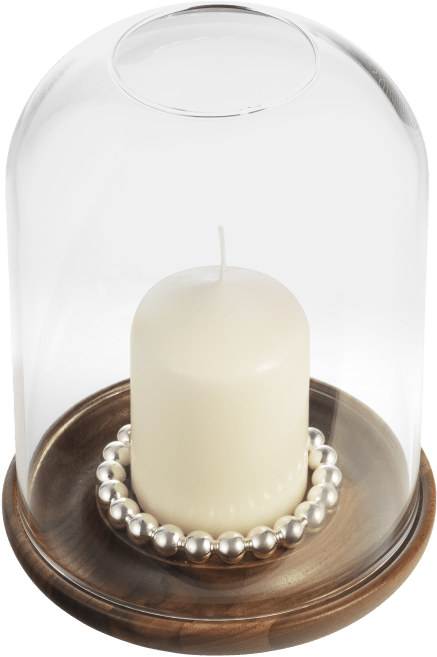 Christofle Perles Silver-Plated and Walnut Hurricane