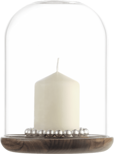 Christofle Perles Silver-Plated and Walnut Hurricane