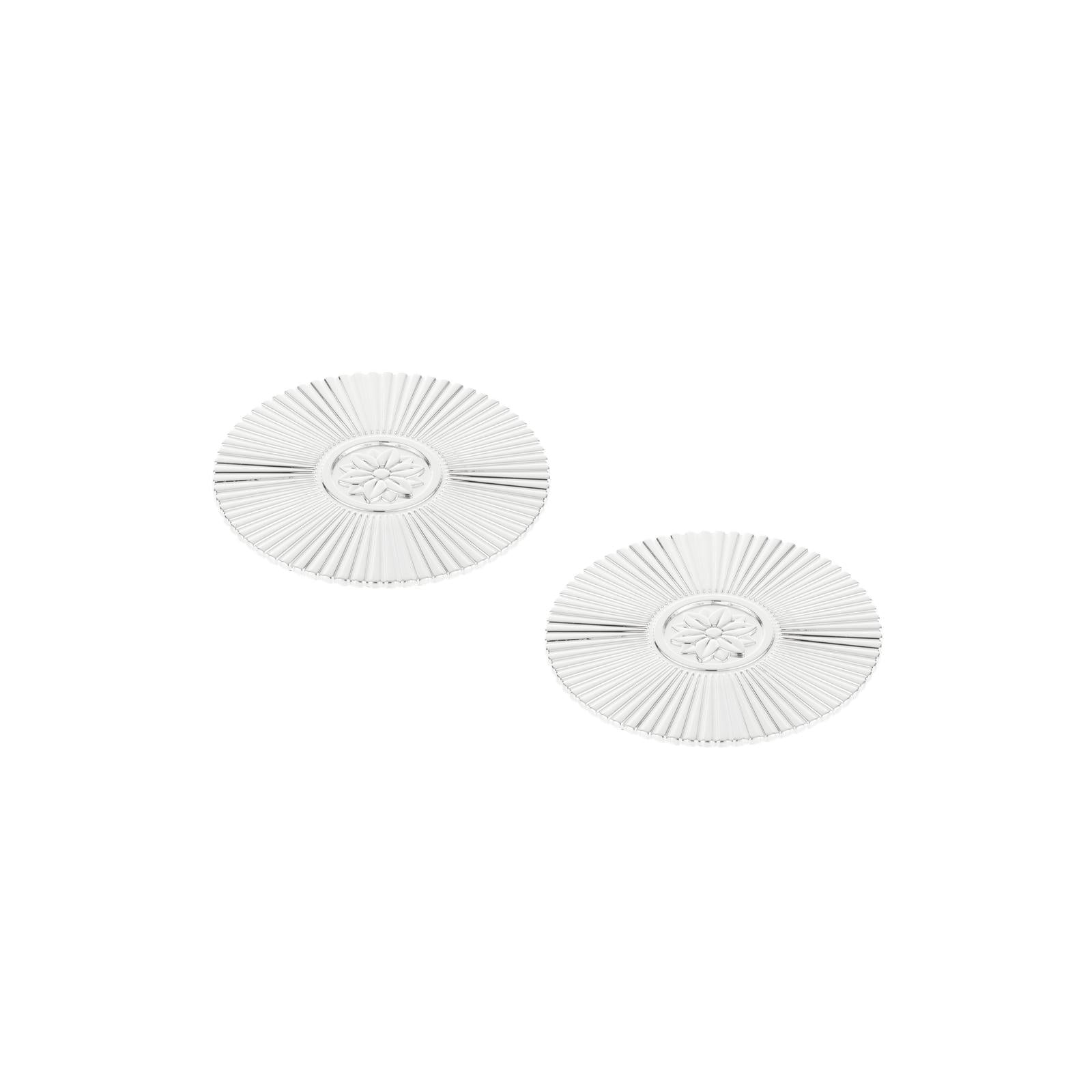 Christofle Malmaison Silver Plated 2 Glass Coasters Palmettes