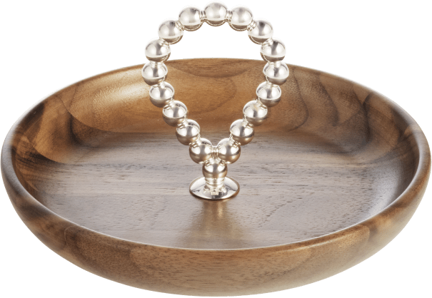 Christofle Perles Silver-Plated and Walnut Bowl
