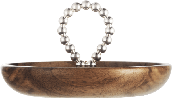 Christofle Perles Silver-Plated and Walnut Bowl