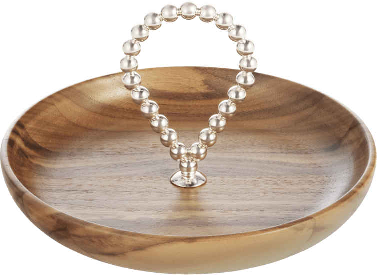 Christofle Perles Silver-Plated and Walnut Bowl