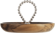 Christofle Perles Silver-Plated and Walnut Bowl