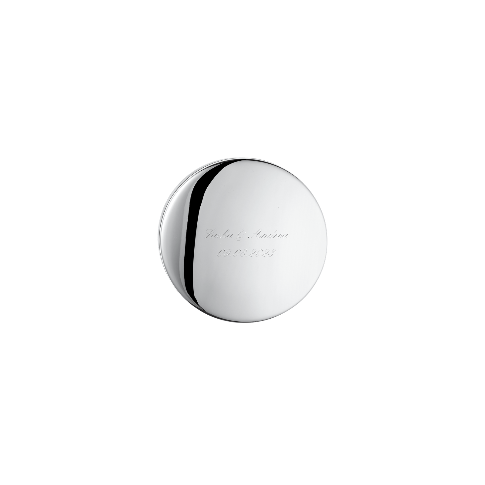 Christofle Uni Silver Plated Round Box 8 Cm