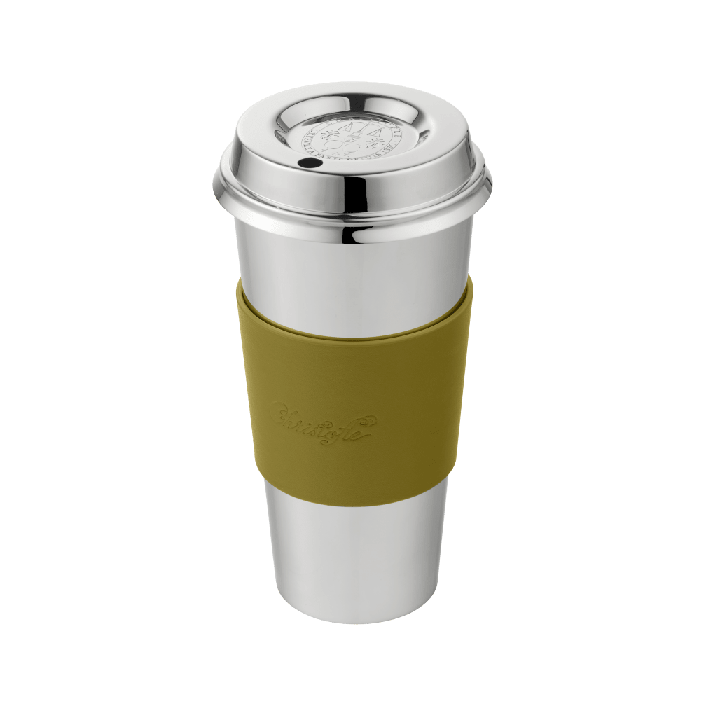 Christofle Objets Miroir Imperial Green Stainless Steel Coffee Cup