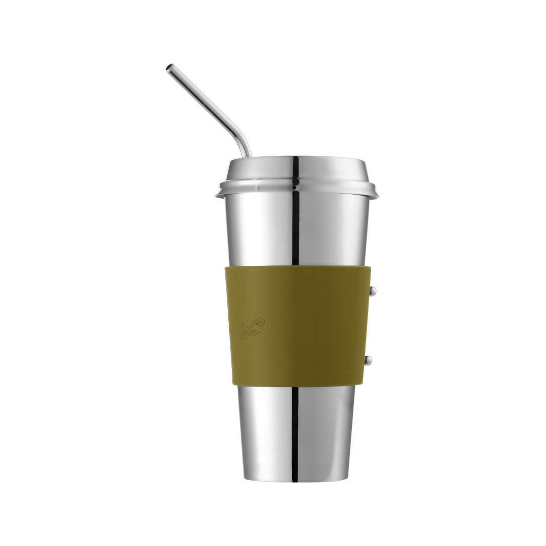 Christofle Objets Miroir Imperial Green Stainless Steel Coffee Cup