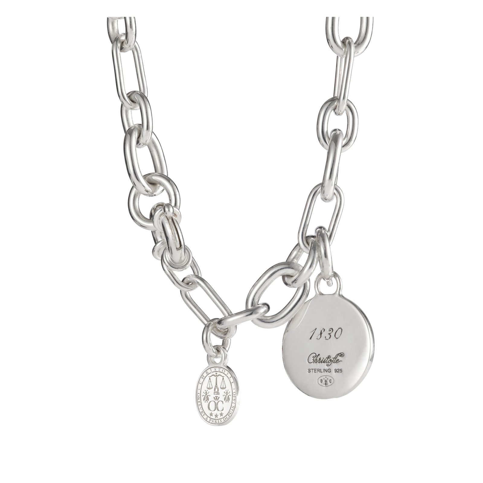 Christofle Chri-Chri Sterling Silver Medal  With Snape Hook Peau De Lion