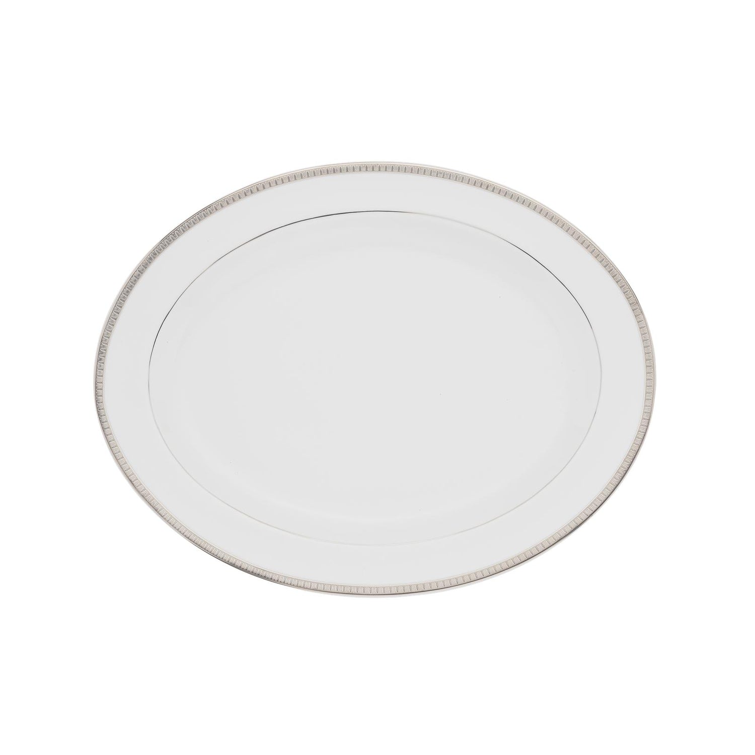Christofle Malmaison Porcelain Oval Platter Platinum 38 Cm