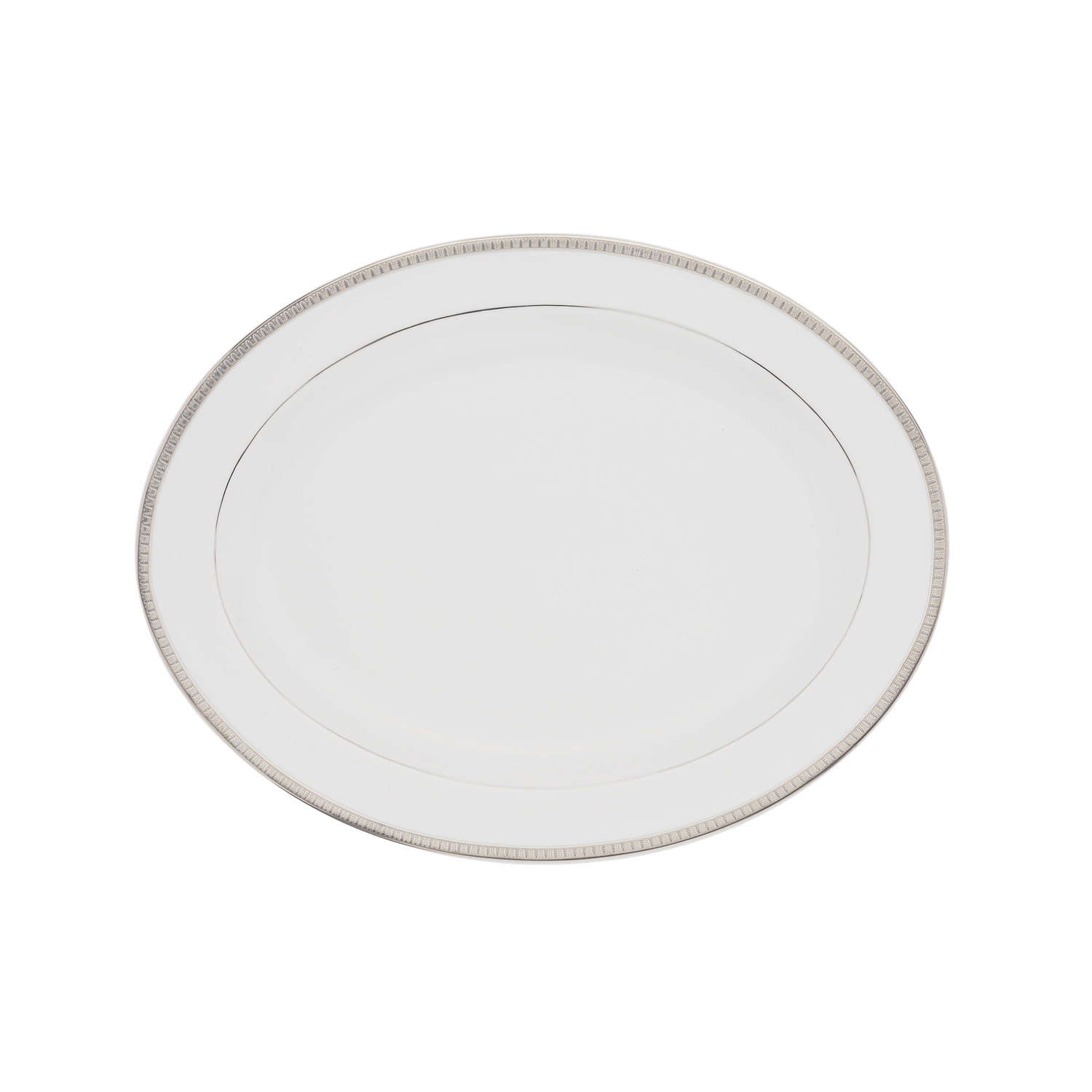 Christofle Malmaison Porcelain Oval Platter Platinum 38 Cm