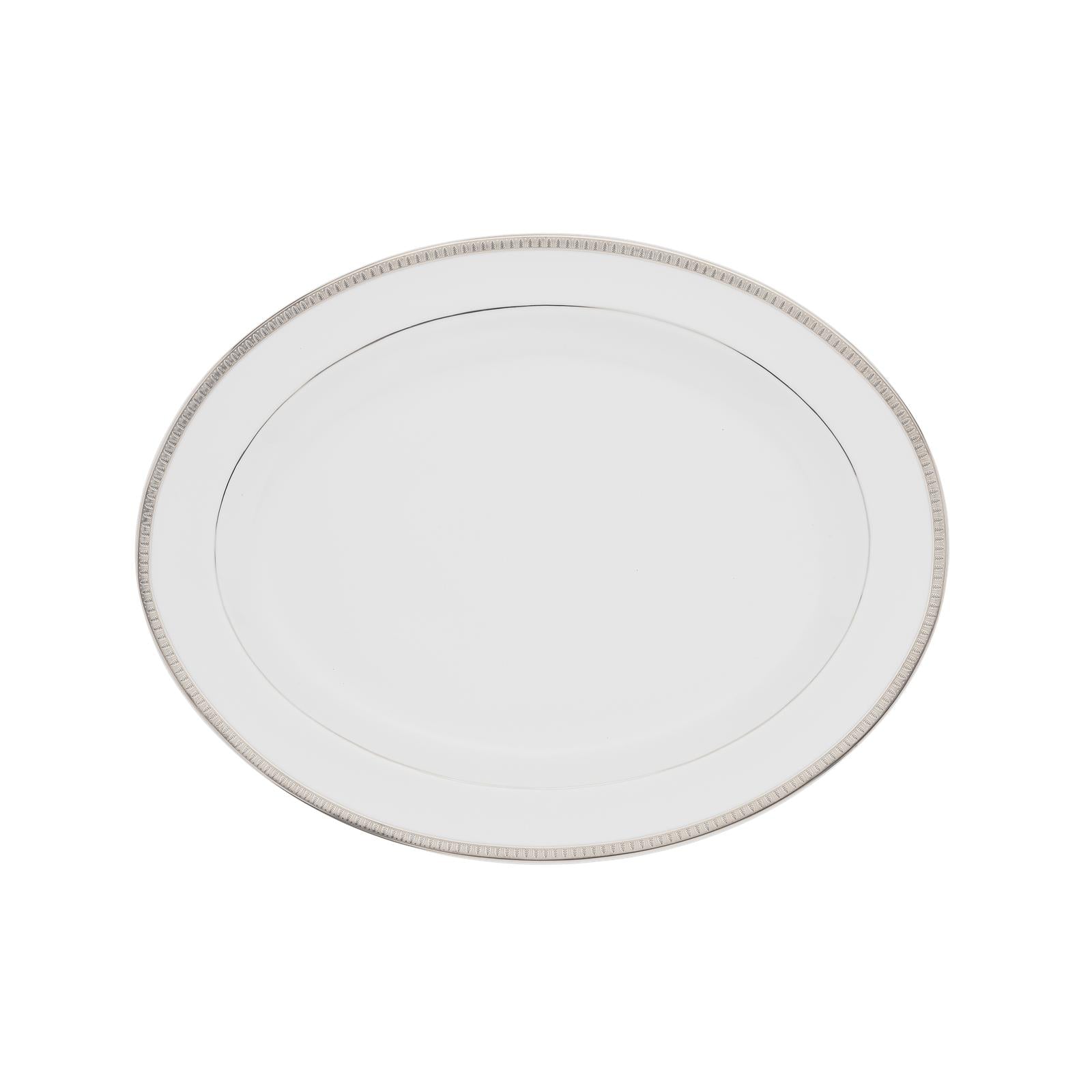Christofle Malmaison Porcelain Oval Platter Platinum 38 Cm