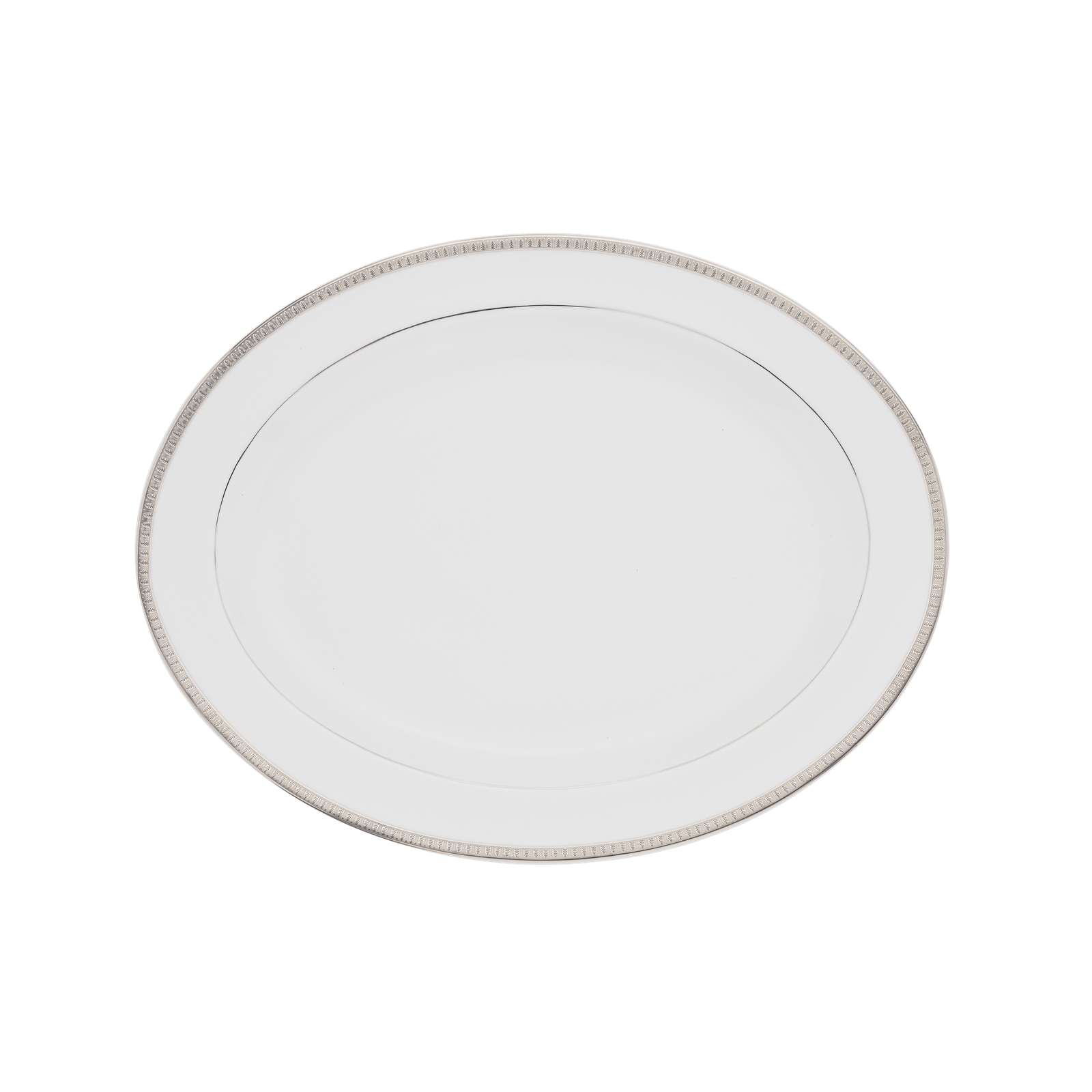 Christofle Malmaison Porcelain Oval Platter Platinum 38 Cm