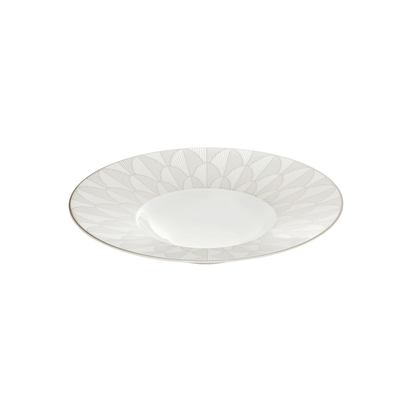Christofle Malmaison Impériale Porcelain Platinum Plate