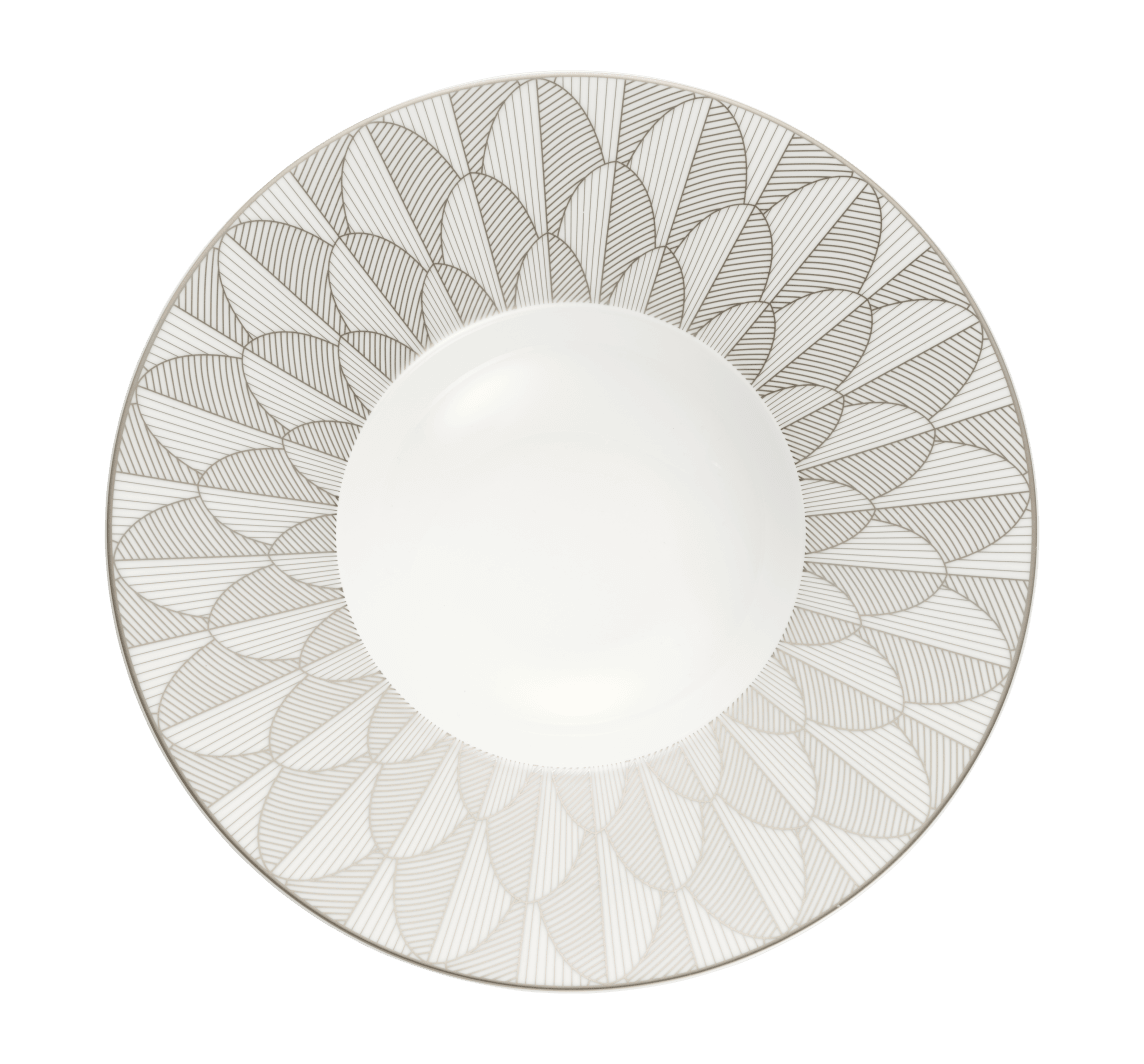 Christofle Malmaison Impériale Porcelain Platinum Plate