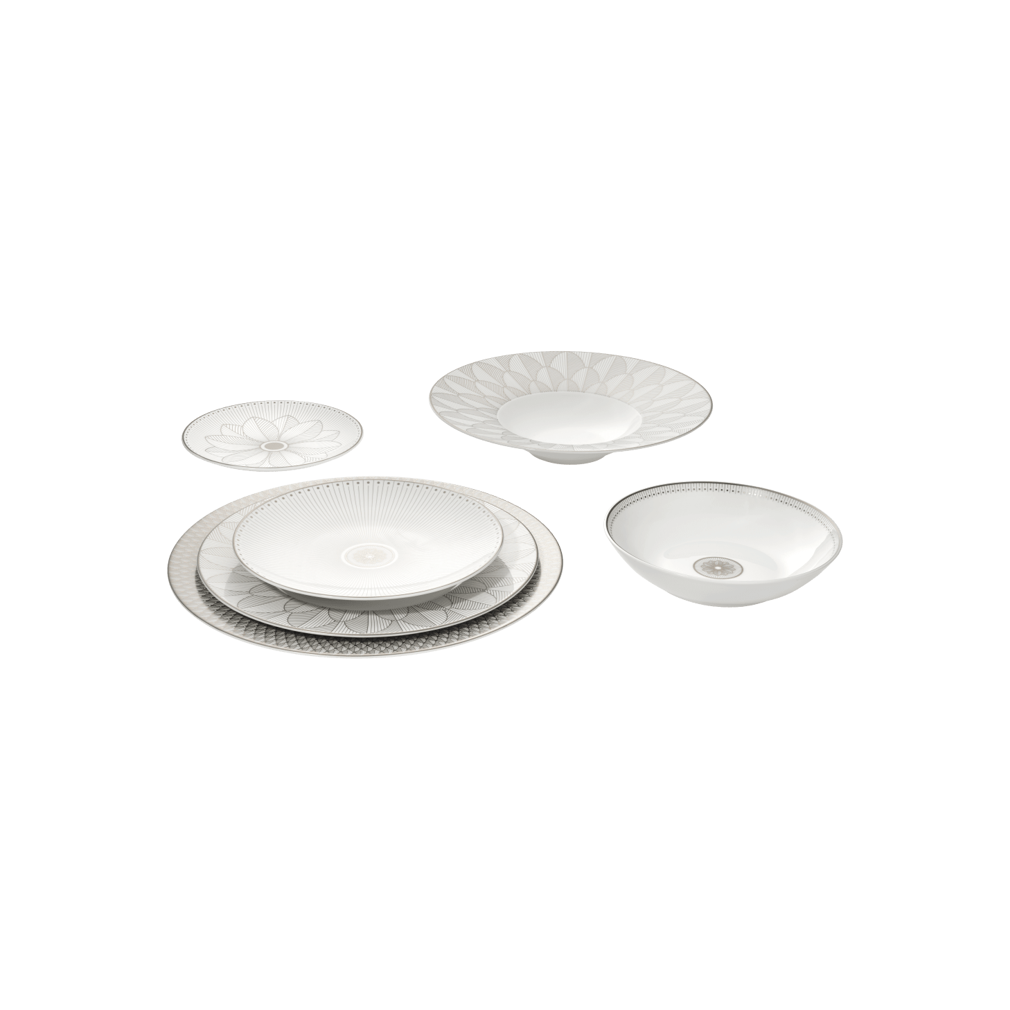 Christofle Malmaison Impériale Porcelain Platinum Plate