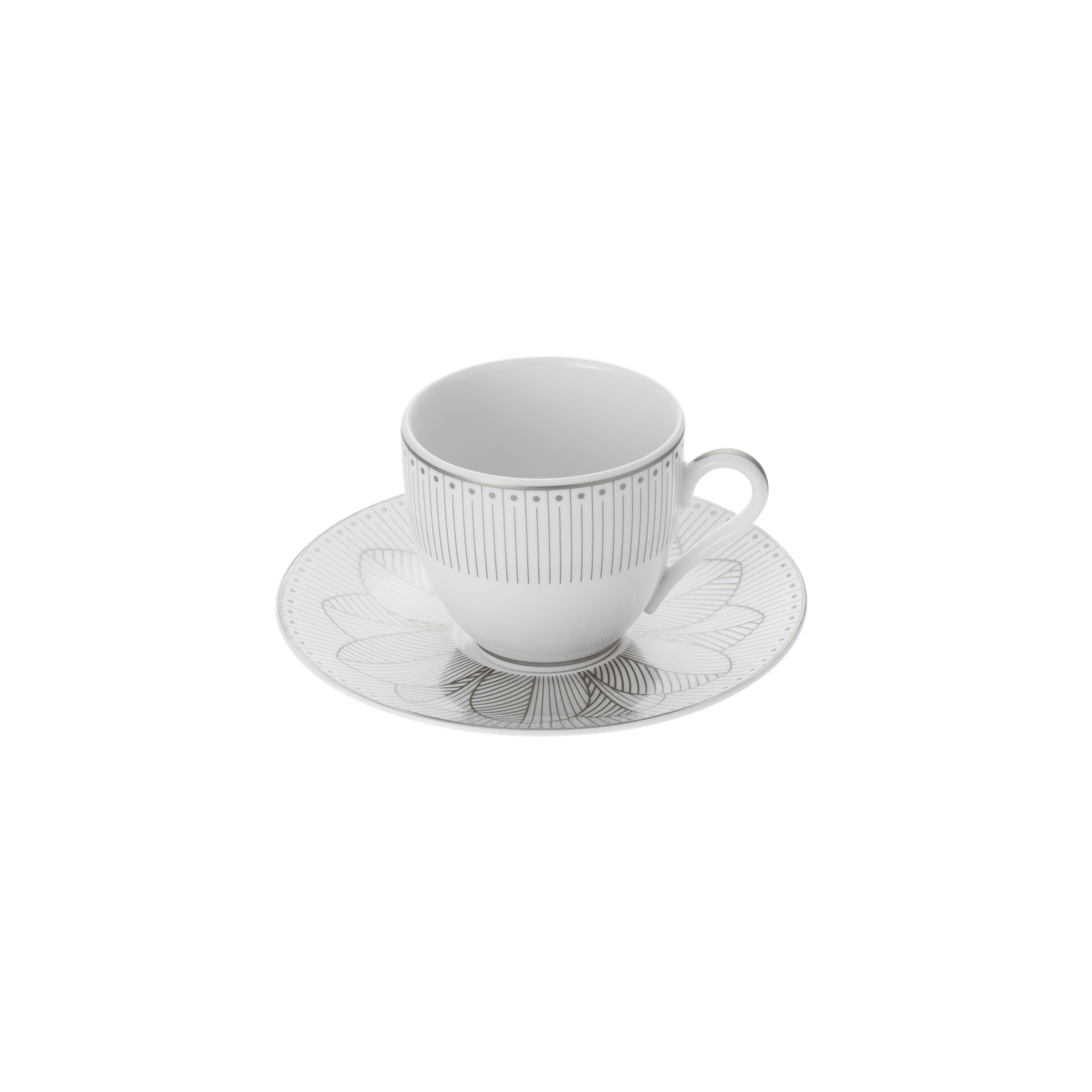 Christofle Malmaison Impériale Porcelain 2 Espresso Cups And Saucers