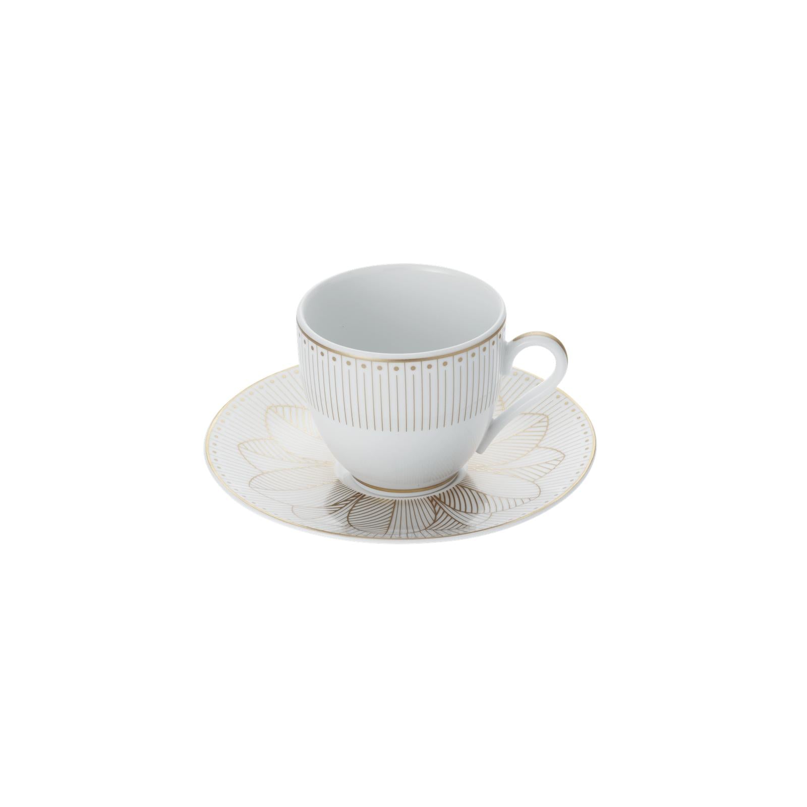 Christofle Malmaison Impériale Porcelain 2 Espresso Cups And Saucers