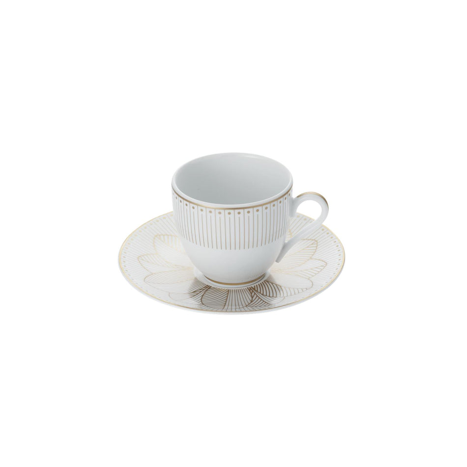 Christofle Malmaison Impériale Porcelain 2 Espresso Cups And Saucers