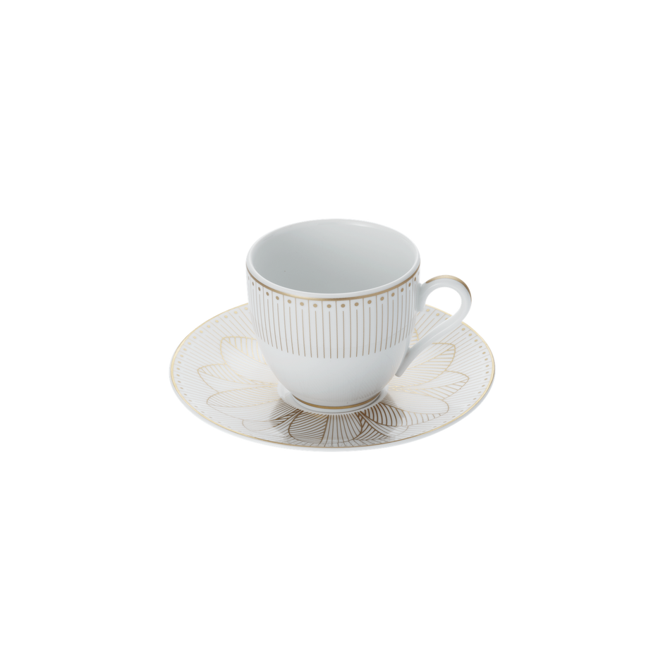 Christofle Malmaison Impériale Porcelain 2 Espresso Cups And Saucers