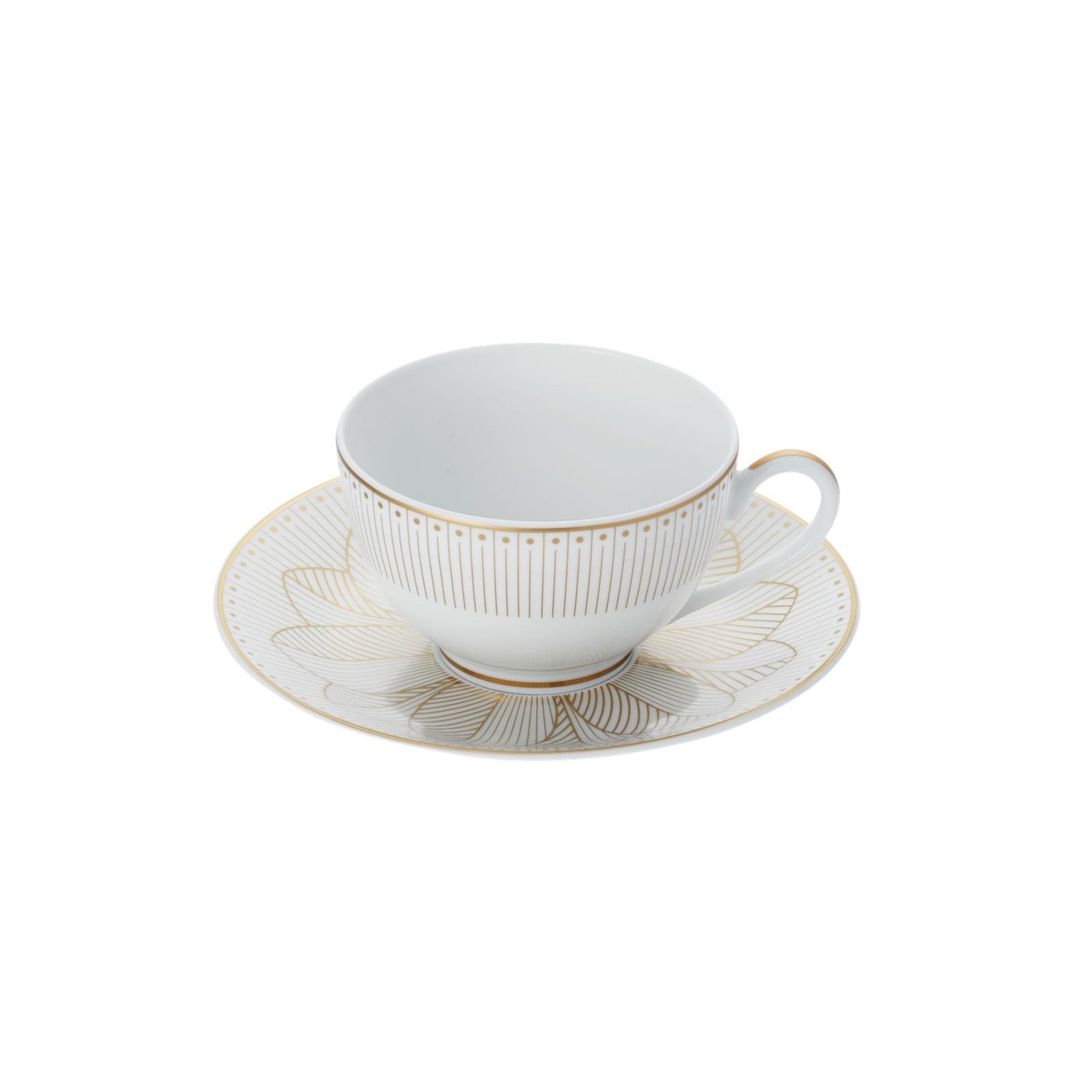 Christofle Malmaison Impériale Porcelain Tea/Coffee Cup And Saucer Gold