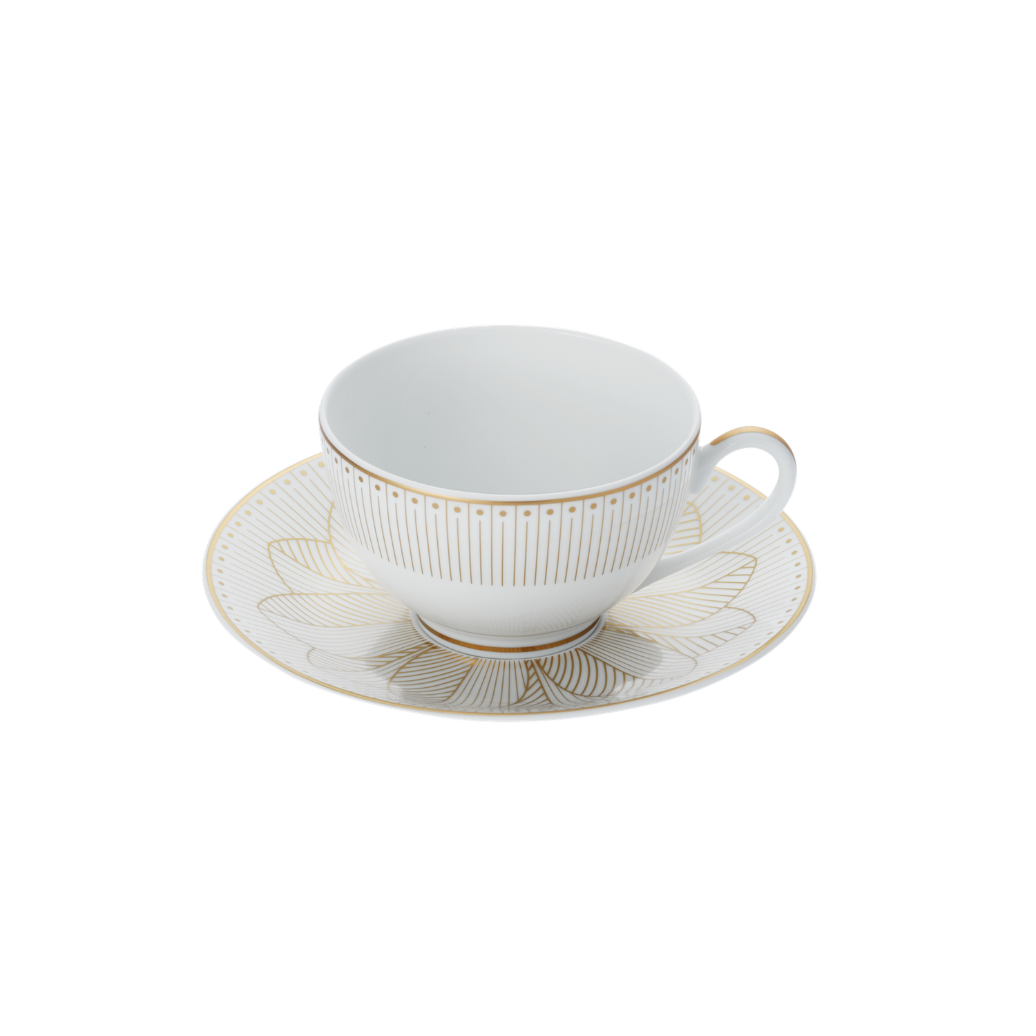 Christofle Malmaison Impériale Porcelain Tea/Coffee Cup And Saucer Gold