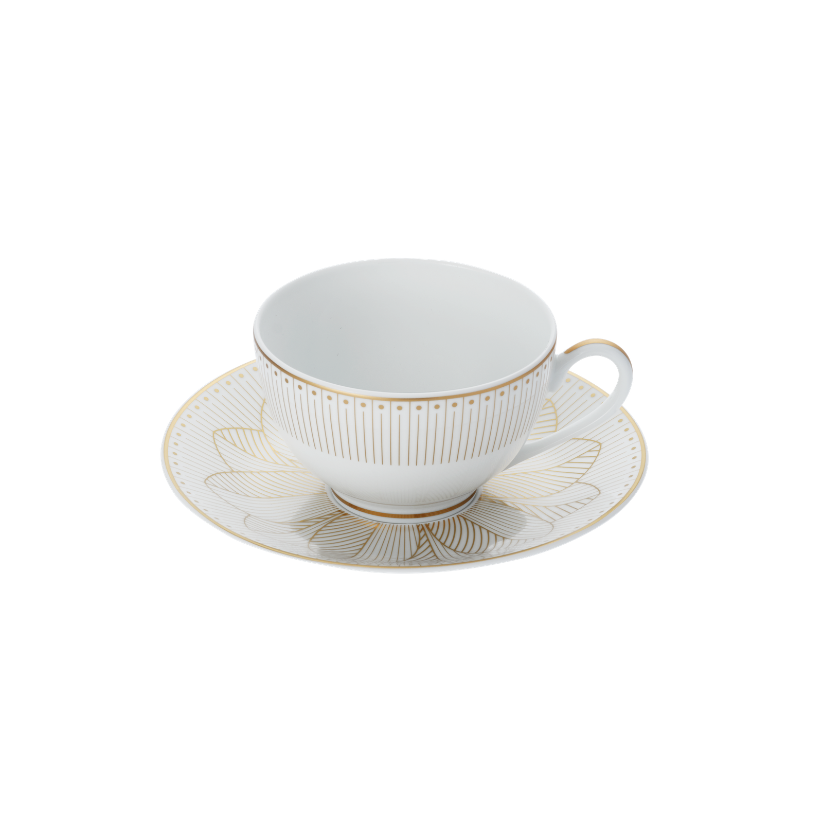 Christofle Malmaison Impériale Porcelain Tea/Coffee Cup And Saucer Gold