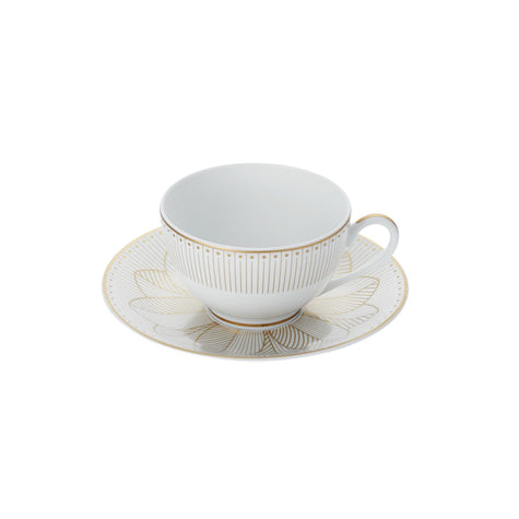 Christofle Malmaison Impériale Porcelain Tea/Coffee Cup And Saucer Gold