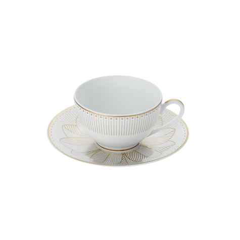 Christofle Malmaison Impériale Porcelain Tea/Coffee Cup And Saucer Gold