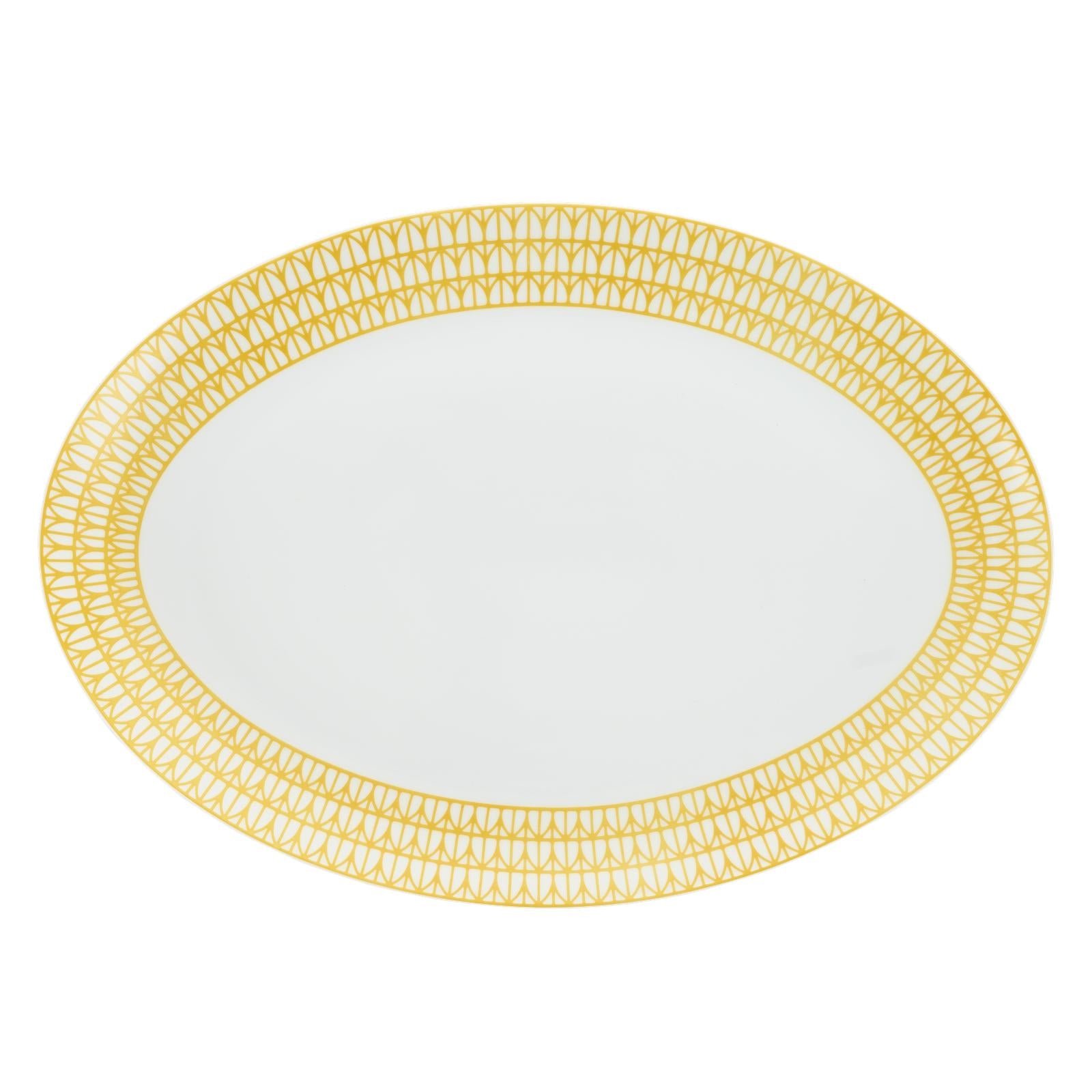 Christofle Malmaison Riviera Porcelain Oval Platter 38 Cm