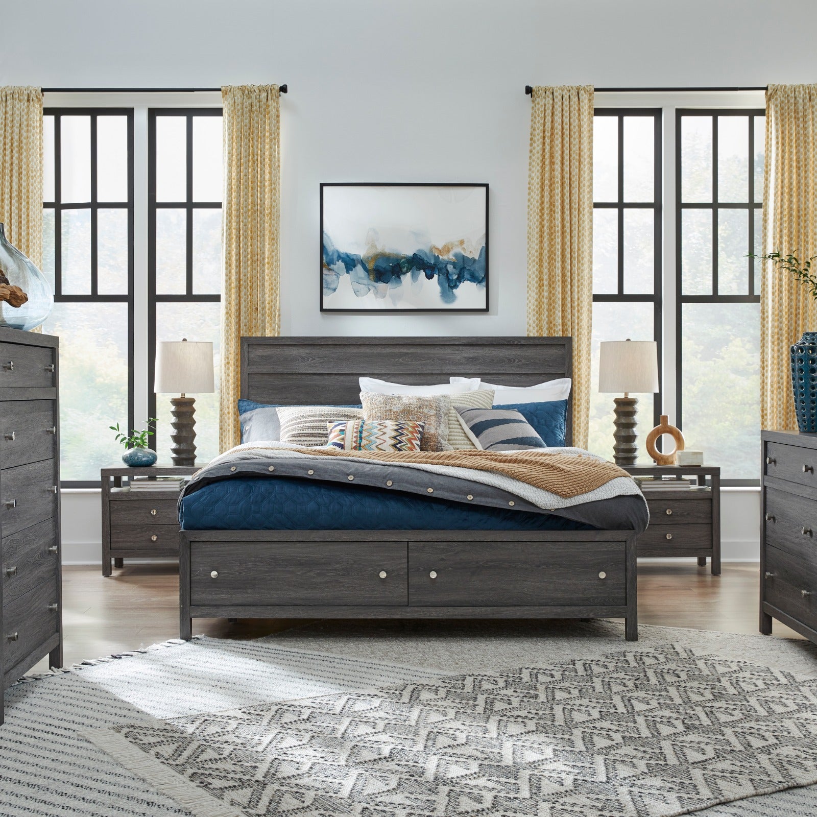 Magnussen Home Merrifield Raisin Black Panel Bed