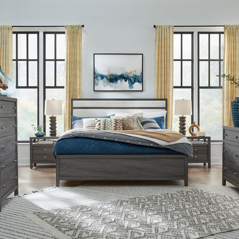 Magnussen Home Merrifield Raisin Black Upholstered Panel Bed