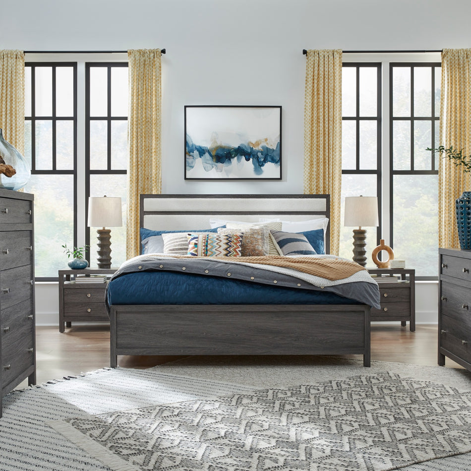 Magnussen Home Merrifield Raisin Black Upholstered Panel Bed