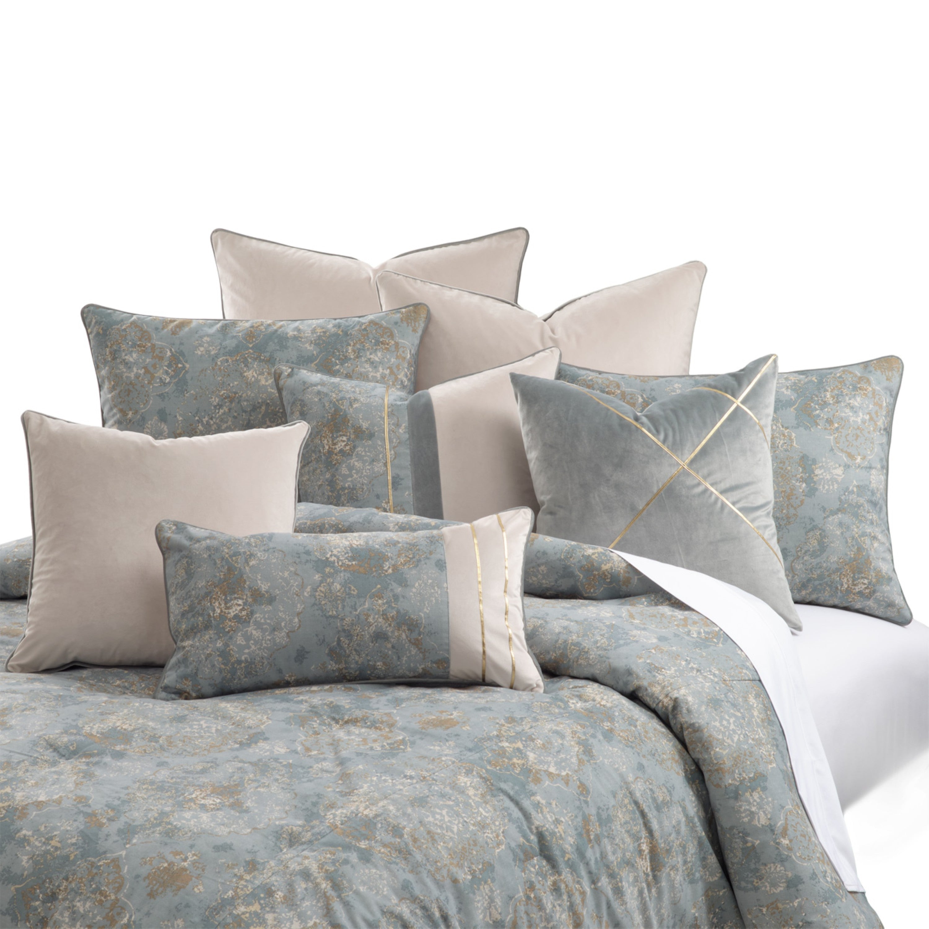 Michael Amini Debonair Comforter Set - Mist