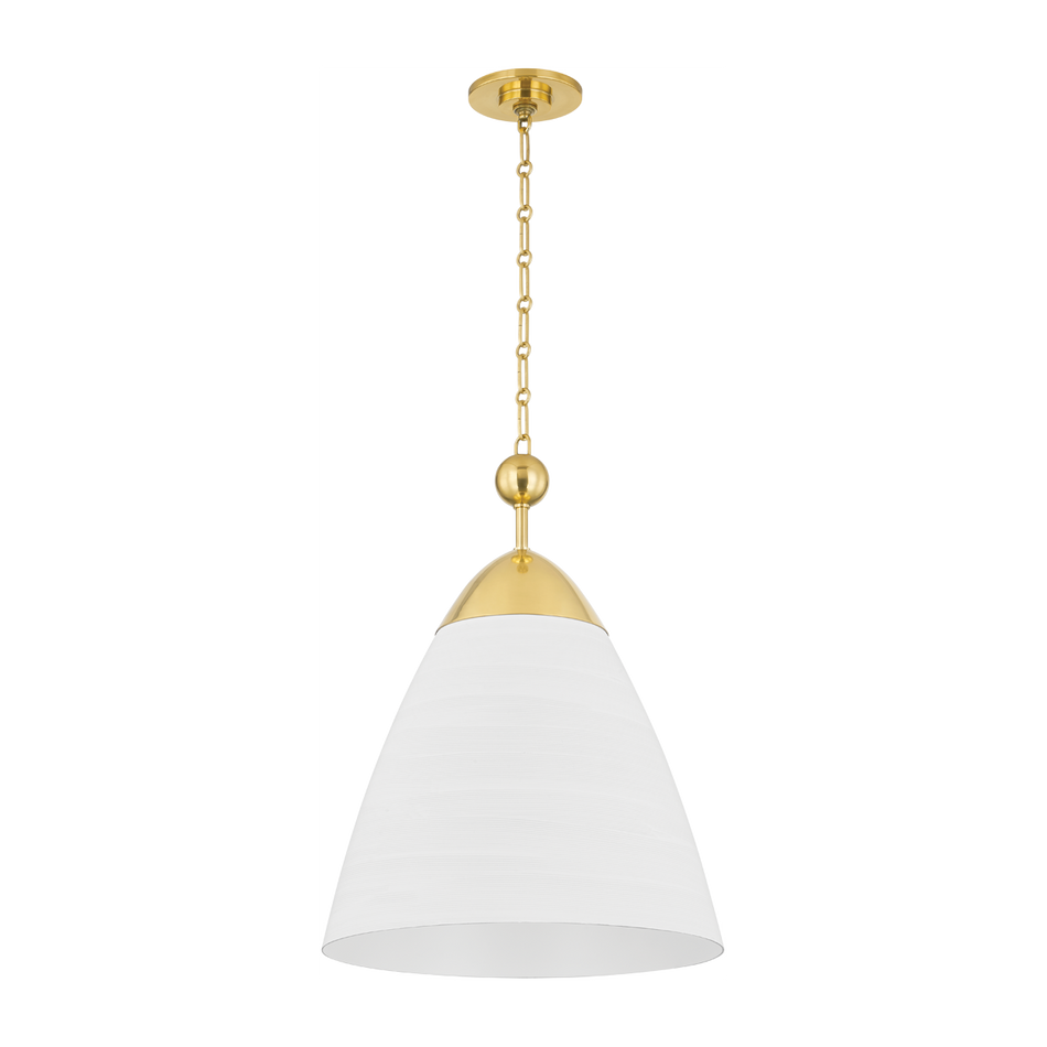 Hudson Valley Lighting Bronson 1 Light 19.25 inch Aged Brass/White Plaster Pendant Ceiling Light