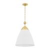 Hudson Valley Lighting Bronson 1 Light 19.25 inch Aged Brass/White Plaster Pendant Ceiling Light