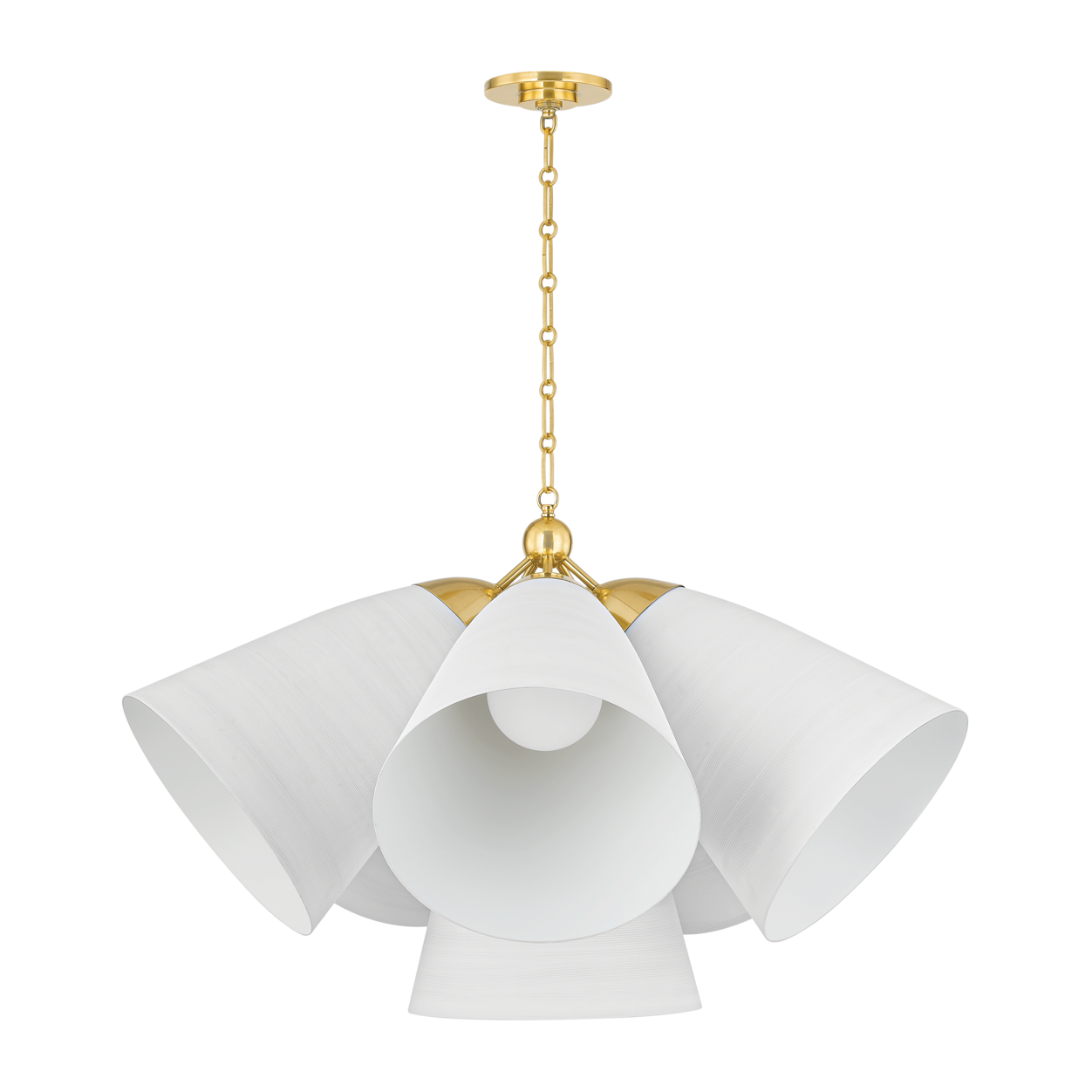 Hudson Valley Lighting Bronson 5 Light 37.5 inch Aged Brass/White Plaster Chandelier Ceiling Light