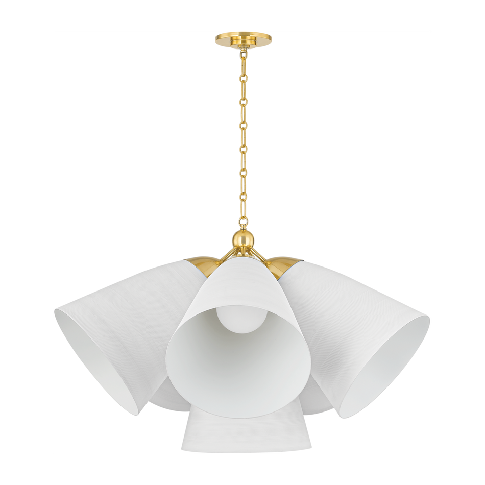 Hudson Valley Lighting Bronson 5 Light 37.5 inch Aged Brass/White Plaster Chandelier Ceiling Light