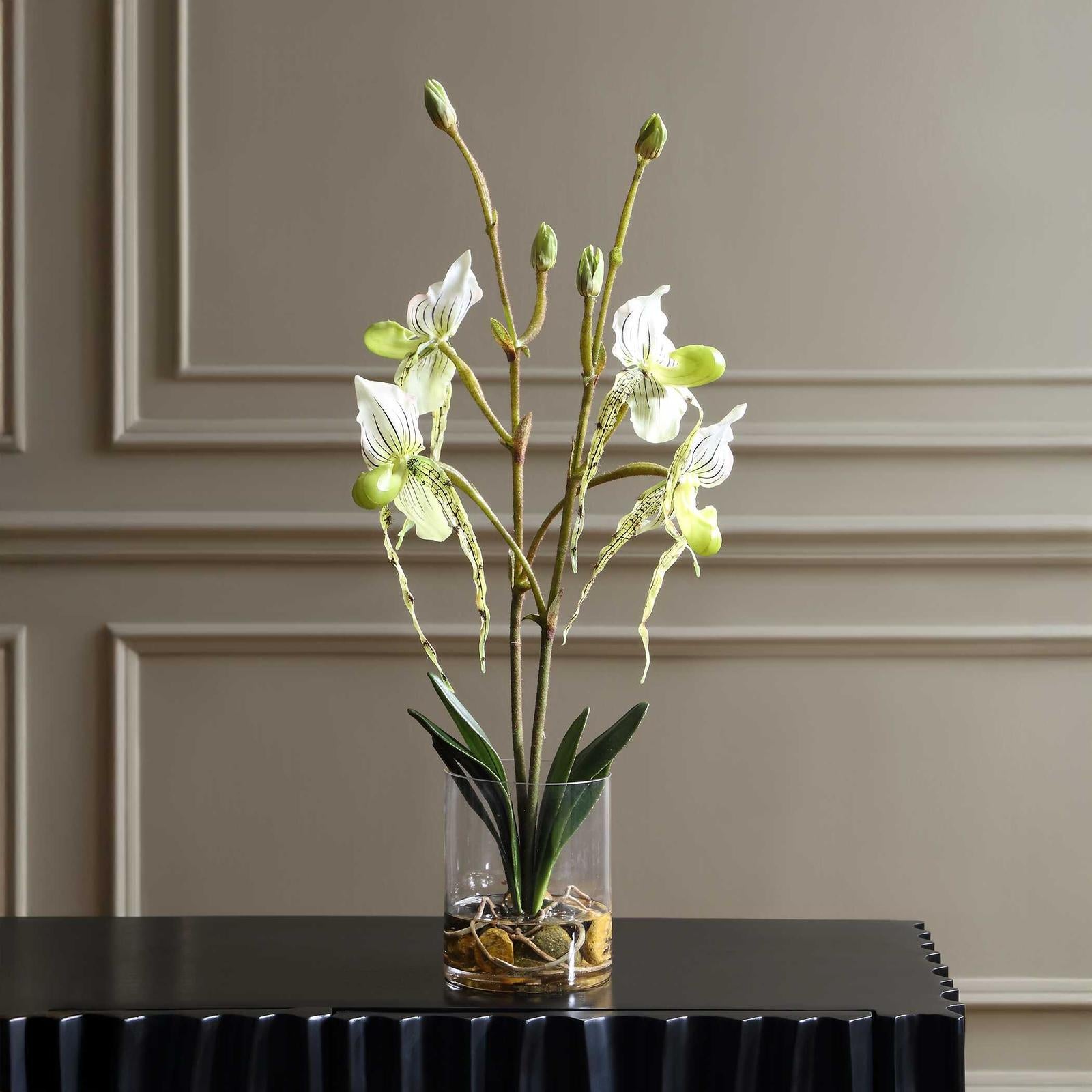 Uttermost Lady Slipper Orchid In Glass Vase