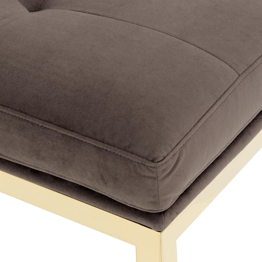 Michael Amini Dahlia Velvet Accent Bench - Chocolate/Gold