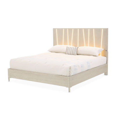 Michael Amini Lotus Bay Panel Bed with LED Lights - Sand
